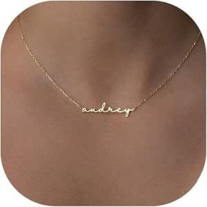 Custom Tiny Name Necklaces for Wedding Bridesmaid Gifts Best Friend Birthday Gifts, 18K Gold Plated Dainty Name Necklace Personalized Christmas Jewelry Gifts