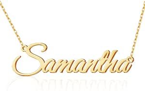 Customized name necklace, personalized 18K gold plated nameplate, customized jewelry gift
