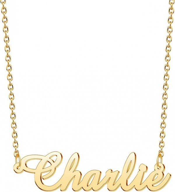 CoolJewelry Custom Name Necklace for Women Personalized Name Necklaces with Heart 18K Gold Plated or Sterling Silver Nameplate Customized Pendant Jewelry Gift